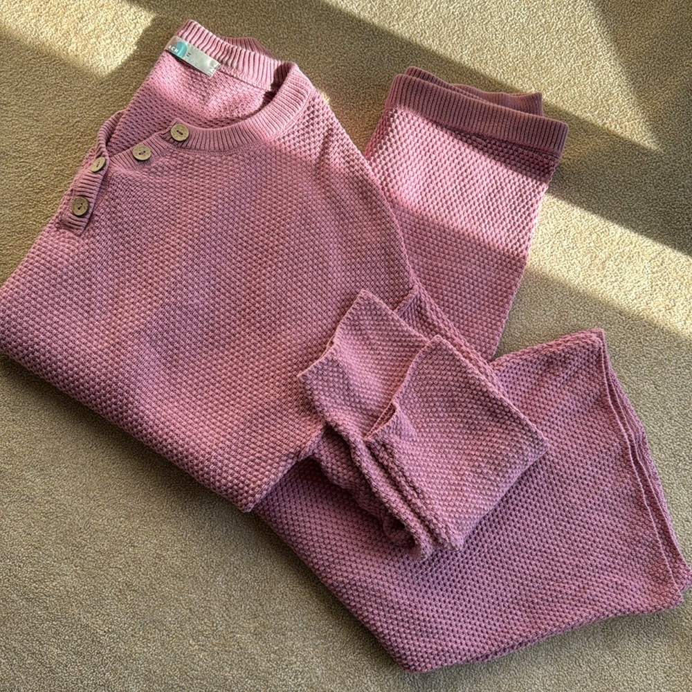 Free People Hailee Sweater Set in Smocked Pink